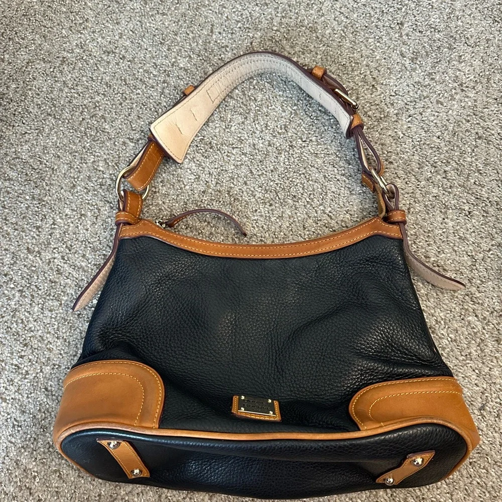 Dooney & Bourke Black and Tan Leather Shoulder Bag